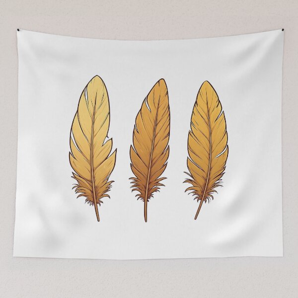 Item preview, Golden Feather Trio – Elegant Boho Nature Illustration designed and sold by Karolina’s Cozy Creations.