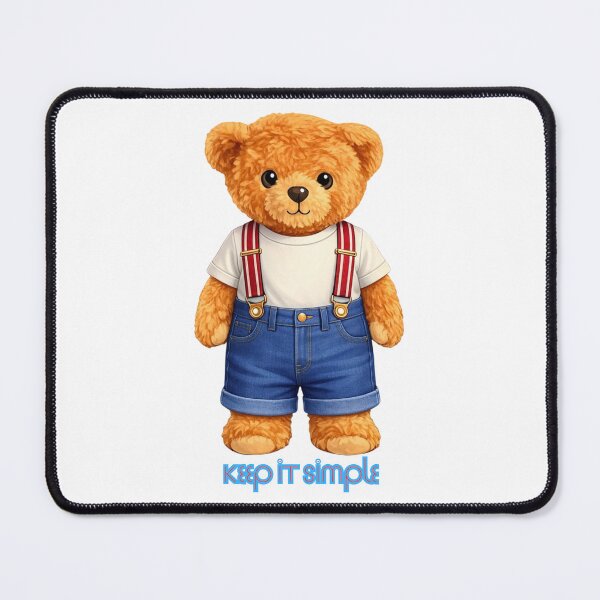 Item preview, Cute Teddy Bear in Denim Shorts and Red Suspenders - Vintage Kids Style designed and sold by CuteBear87.