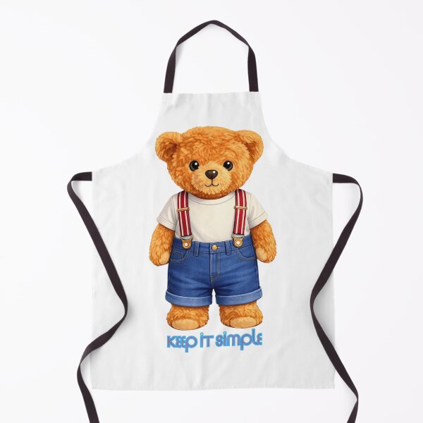 Item preview, Cute Teddy Bear in Denim Shorts and Red Suspenders - Vintage Kids Style designed and sold by CuteBear87.