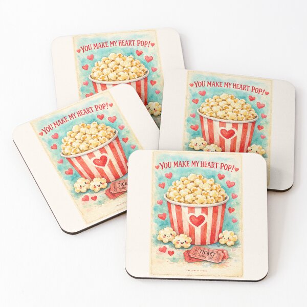 Item preview, You Make My Heart Pop – Cute Watercolor Popcorn Love Valentine Illustration designed and sold by The Uphaar Store.