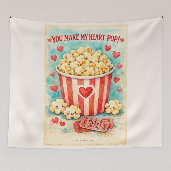 Item preview, You Make My Heart Pop – Cute Watercolor Popcorn Love Valentine Illustration designed and sold by The Uphaar Store.