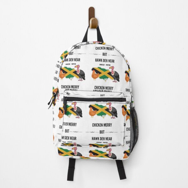 Item preview, Chicken Merry, But Hawk Deh Near - Jamaican Proverb Art designed and sold by Proverbculture.