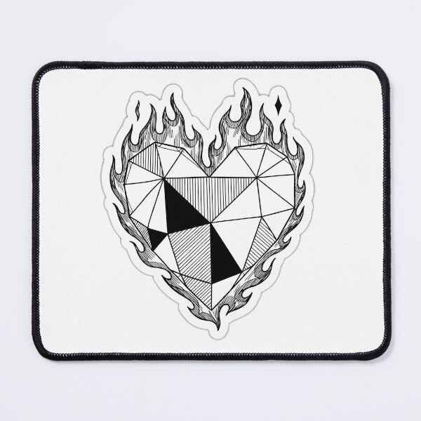 Item preview, Geometric Flaming Heart Black and White Art designed and sold by Hepic.