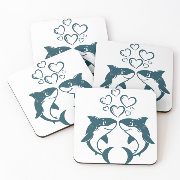 Item preview, Two Sharks in Love – Cute Black and White Art designed and sold by RitaRuni1992.