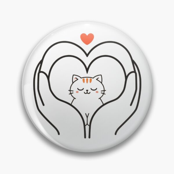 Item preview, Gentle Love – Cat in Caring Hands Minimal Line Art designed and sold by EchopawCo.