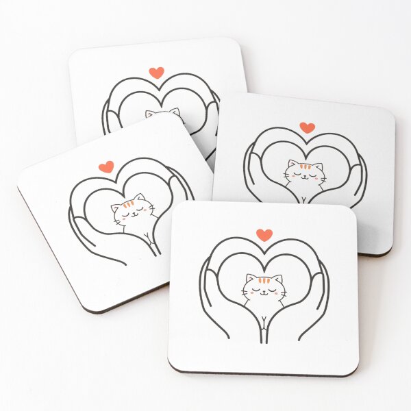 Item preview, Gentle Love – Cat in Caring Hands Minimal Line Art designed and sold by EchopawCo.
