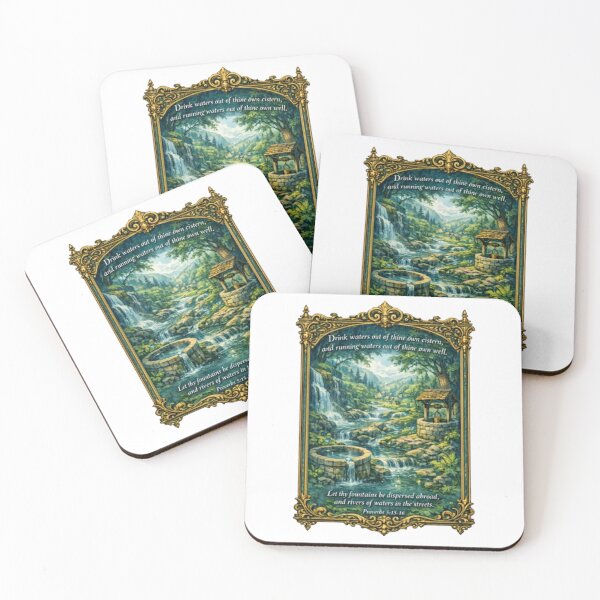 Item preview, Proverbs 5:15–16 Victorian Gold Frame Scripture Wall Art, Lush Forest River and Well, Blue Green Christian Bible Verse Printable, Water Wisdom Home Office Decor designed and sold by TerScott.