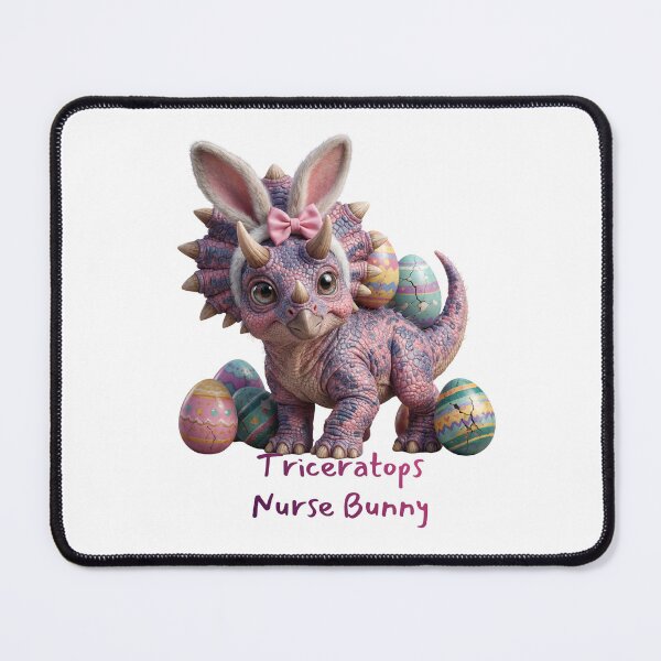 Item preview, Cute Triceratops Nurse Bunny with Easter Eggs designed and sold by Anastasiia Yurevych.