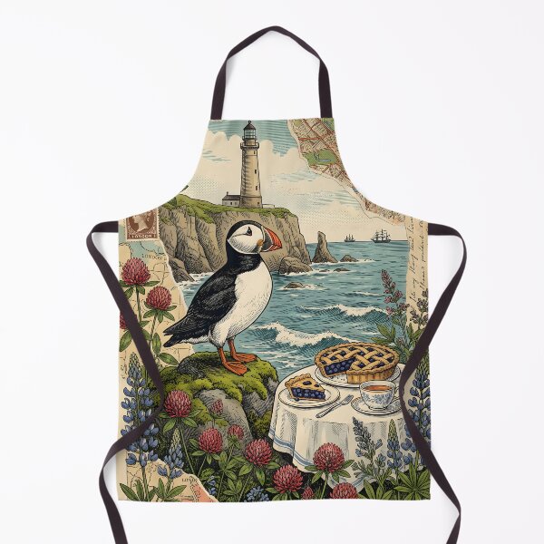 Item preview, Vintage Puffin and Coastal Lighthouse Postcard designed and sold by CoffeeinBloom.