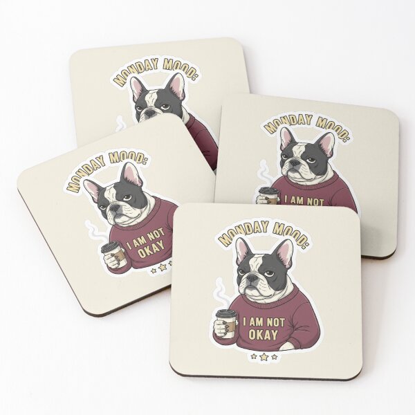 Item preview, Monday Mood French Bulldog Not Okay - Funny Grumpy Dog Coffee Design designed and sold by PriyaMagic.