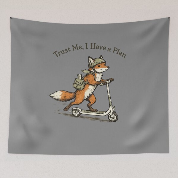 Item preview, Trust Me, I Have a Plan – Funny Fox on Scooter Design designed and sold by PrintHorizonD.