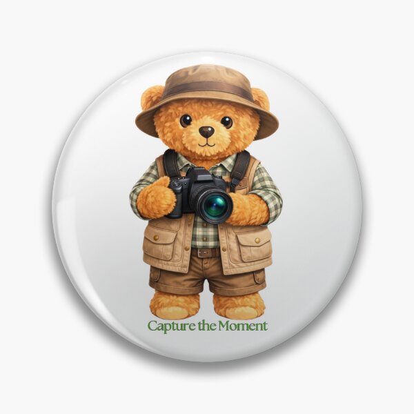 Item preview, Cute Photographer Teddy Bear with Camera and Safari Hat - Gift for Photographers designed and sold by CuteBear87.