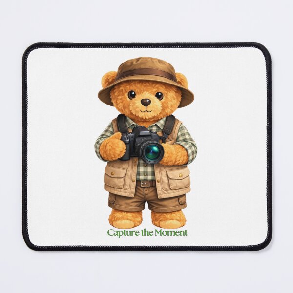 Item preview, Cute Photographer Teddy Bear with Camera and Safari Hat - Gift for Photographers designed and sold by CuteBear87.