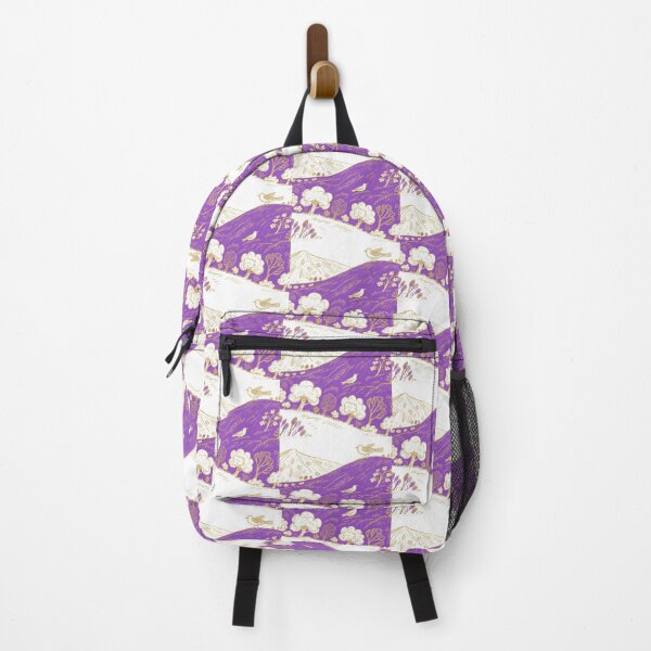 Item preview, Whimsical Golden Birds on Purple Peaks designed and sold by zzz888.