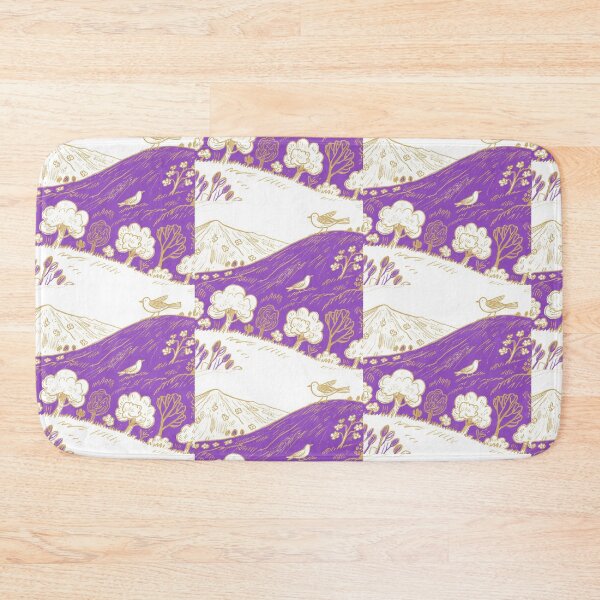 Item preview, Whimsical Golden Birds on Purple Peaks designed and sold by zzz888.