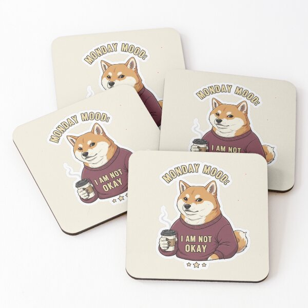 Item preview, Monday Mood Shiba Inu Not Okay - Funny Grumpy Dog Coffee Tee designed and sold by PriyaMagic.