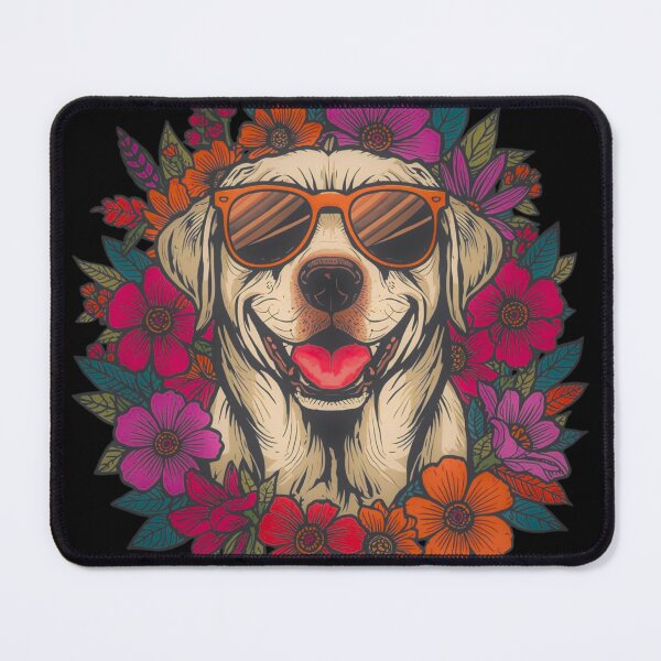 Item preview, Golden Retriever Summer Buddy – Vibrant Vintage Floral Dog Art designed and sold by RareEchoMood.