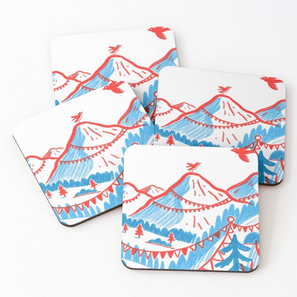 Item preview, Whimsical Mountain Festival with Red Birds designed and sold by zzz888.