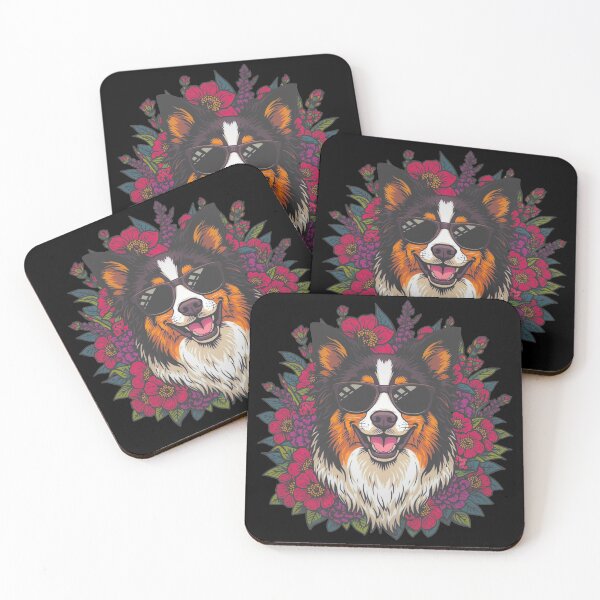 Item preview, Wild & Free Aussie Gentleman – Vibrant Vintage Australian Shepherd Floral Art designed and sold by RareEchoMood.