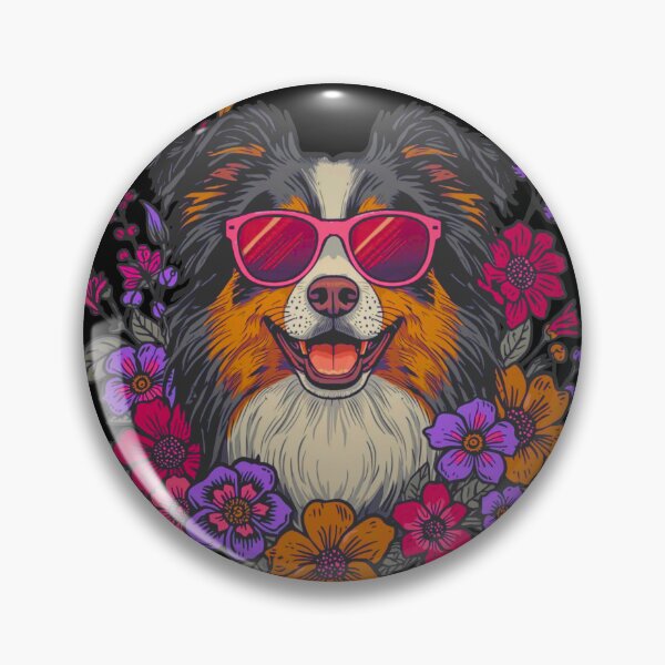 Item preview, Groovy Aussie Girl – Retro Floral Australian Shepherd Art designed and sold by RareEchoMood.