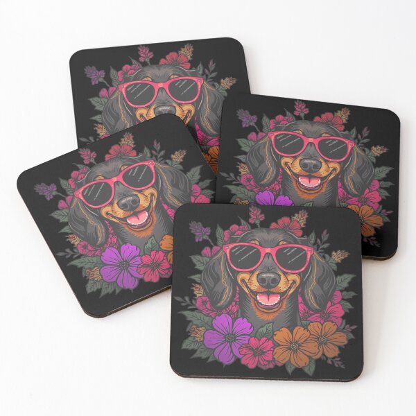 Item preview, Groovy Dachshund Girl – Retro Pink Floral Wiener Dog Art designed and sold by RareEchoMood.
