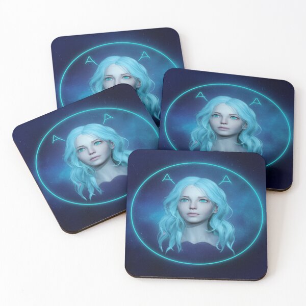 Item preview, Ethereal Aquarius Portrait | Cosmic Blue Zodiac Goddess designed and sold by Midnight Veil Designs.