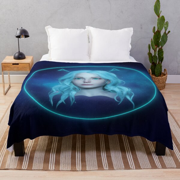 Item preview, Ethereal Aquarius Portrait | Cosmic Blue Zodiac Goddess designed and sold by Midnight Veil Designs.