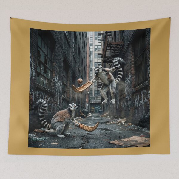 Item preview, Ring-Tailed Lemurs Playing Jai Alai designed and sold by Tridentulus.