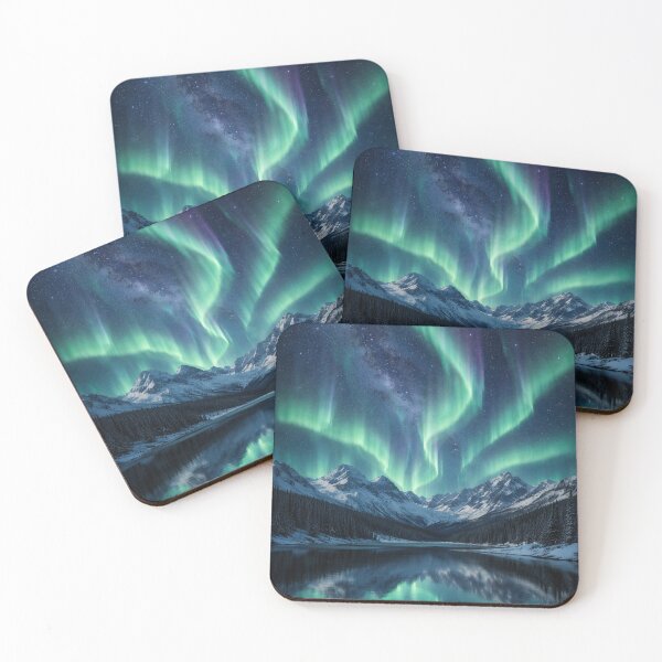 Item preview, Northern Lights over Snowy Mountains designed and sold by JuViRo.