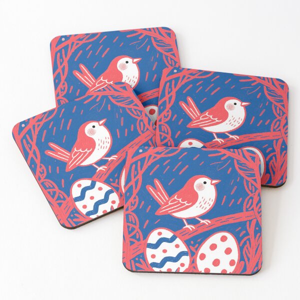 Item preview, Whimsical Red Robin Nesting in Azure designed and sold by zzz888.