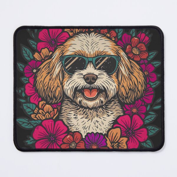 Item preview, Dapper Cavapoo Gentleman – Retro Floral Doodle Art designed and sold by RareEchoMood.