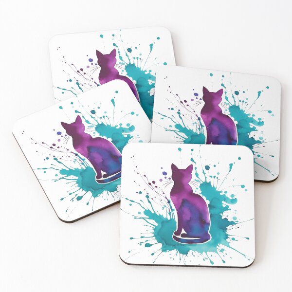 Artikelvorschau, Aquarell-Katzen-Silhouette entworfen und verkauft von PMTaurus.