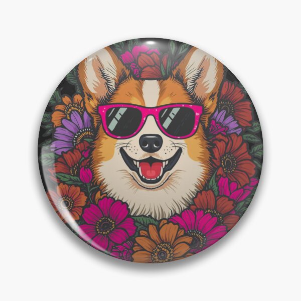 Item preview, Sun-Kissed Corgi Lady – Retro Floral Pembroke Art designed and sold by RareEchoMood.