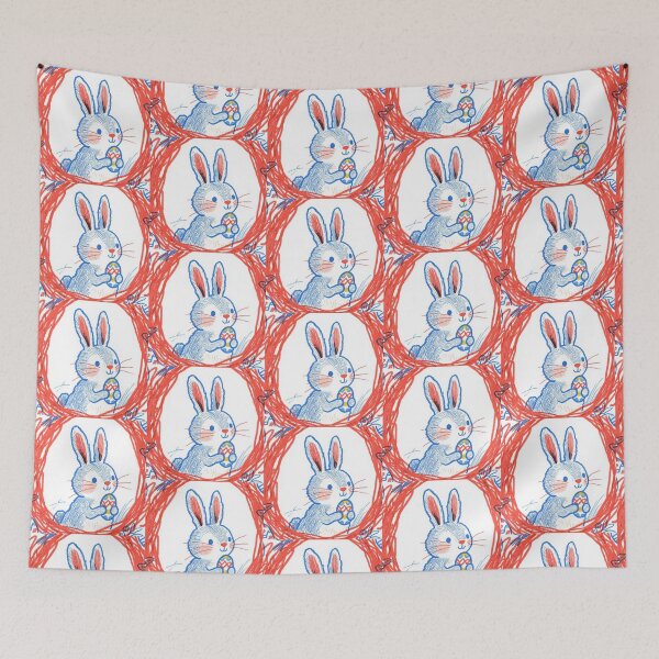 Item preview, Joyful Easter Bunny in Crimson Wreath designed and sold by zzz888.