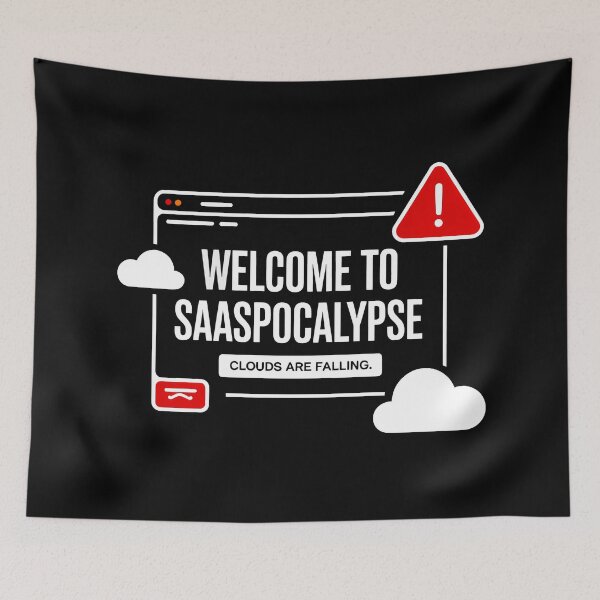 Item preview, SaaSocalypse Clouds are Falling Tech Satire designed and sold by SplashTastic.