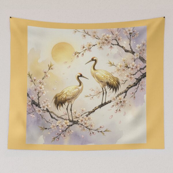 Item preview, Pen and Ink Cranes and Cherry Blossoms designed and sold by Tridentulus.