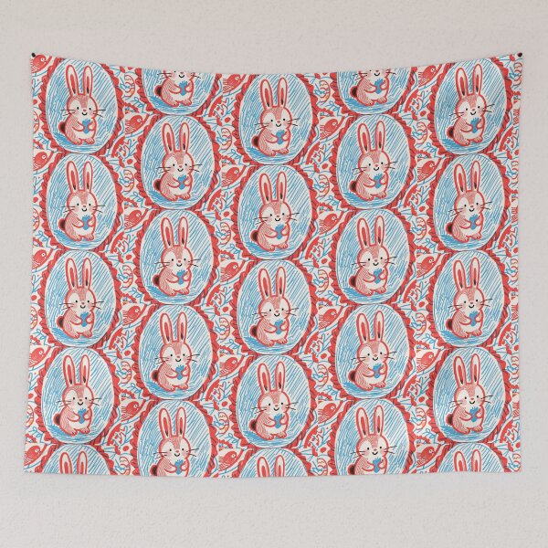 Item preview, Charming Spring Bunny in Crimson Scalloped Wreath designed and sold by zzz888.