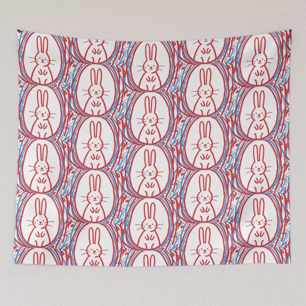 Item preview, Minimalist Whimsical Bunny in Red and Blue Wreath designed and sold by zzz888.