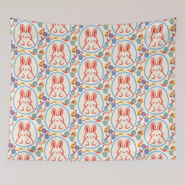 Item preview, Whimsical Spring Bunny in Scalloped Azure Frame designed and sold by zzz888.