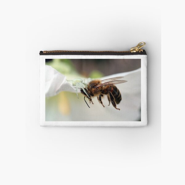 Item preview, Violent Nature - Crab spider hunts a honey bee designed and sold by HighEntorpyArt.