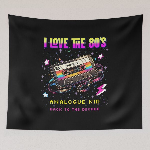 Item preview, I Love the 80s Cassette Tape  – Analogue Kid Retro Music Art designed and sold by RomeoSketches.