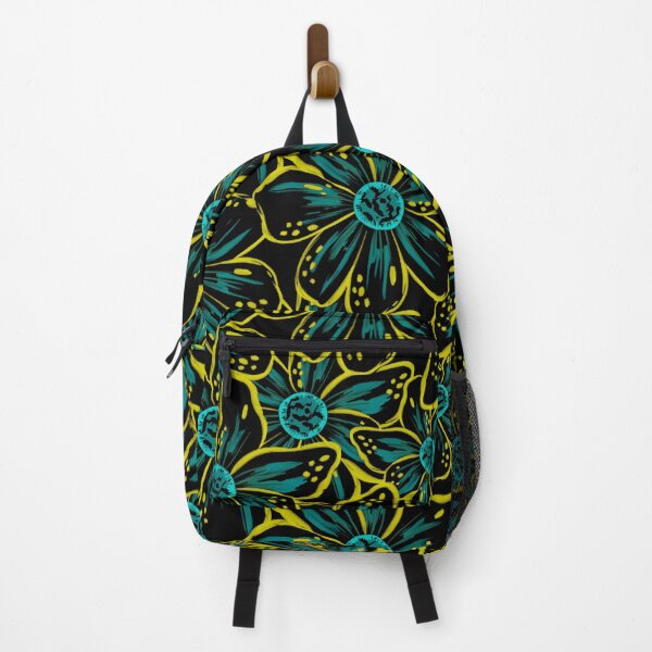 Item preview, Maximalist Bold Expressive Florals Tropical Neon Lemon Yellow Teal designed and sold by thecolorbirdie.