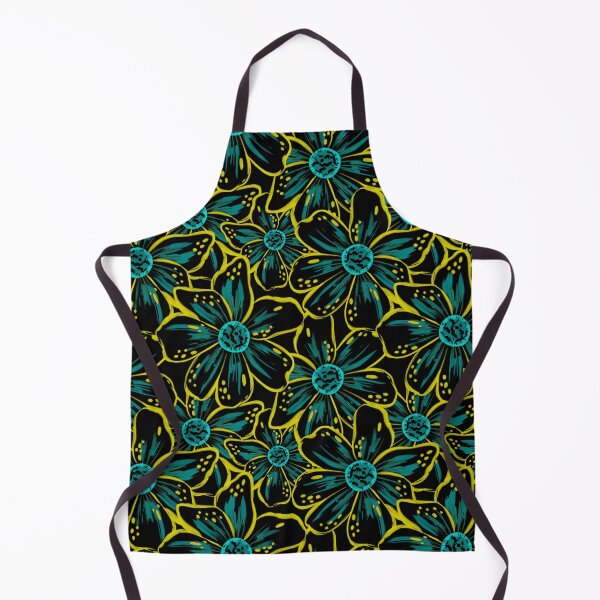 Item preview, Maximalist Bold Expressive Florals Tropical Neon Lemon Yellow Teal designed and sold by thecolorbirdie.