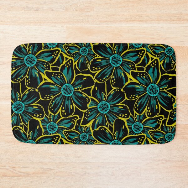 Item preview, Maximalist Bold Expressive Florals Tropical Neon Lemon Yellow Teal designed and sold by thecolorbirdie.