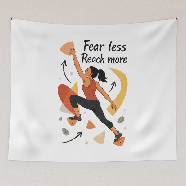 Item preview, Bouldering Motivation – Fear less. Reach more. designed and sold by Pineapple-Tree.
