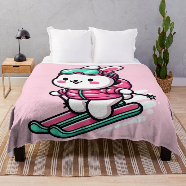 Item preview, Cute Rabbit Skier - Funny Winter Animal Cartoon designed and sold by GREENZ0NE.