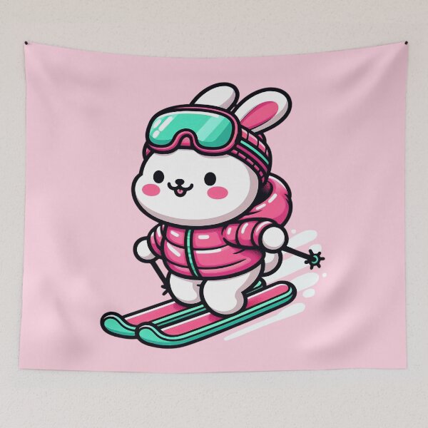 Item preview, Cute Rabbit Skier - Funny Winter Animal Cartoon designed and sold by GREENZ0NE.