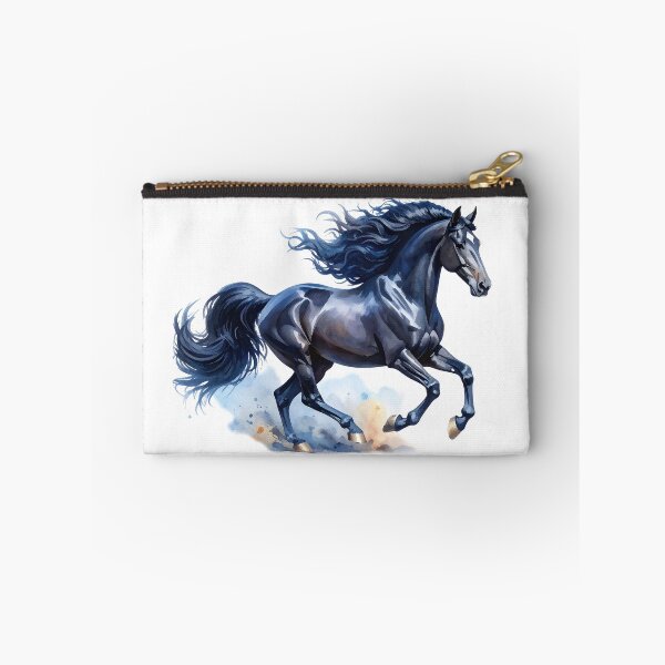Aperçu de l'œuvre Illustration aquarelle d'un cheval noir au galop créée et vendue par Rutvain.