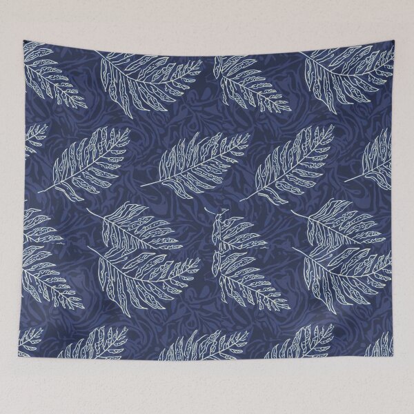 Item preview, Fern Botanical Repeat Pattern – Urban Botanica No.04 (Midnight Blue) designed and sold by GreennieArt.