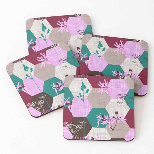 Item preview, ragged robin wildflower hexagons designed and sold by kobyakov.